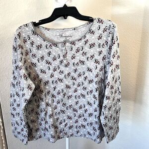 Women's Croft & Barrow Intimates Gray Pinguins in Red Scarves Pajama Set